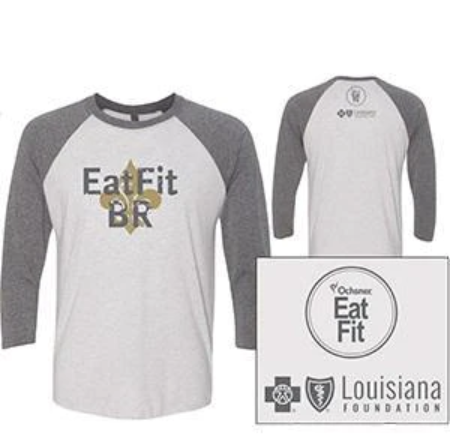 Eat Fit Baton Rouge 3/4 Sleeve Shirt, Gray, large image number 1